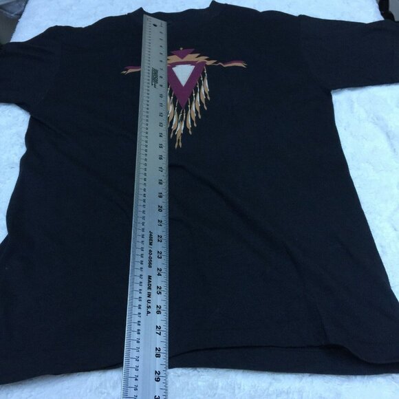 Vintage Keehn Scenes Men's Navy Blue Patchwork Crew T-Shirt Large Short Sleeve - Picture 7 of 7